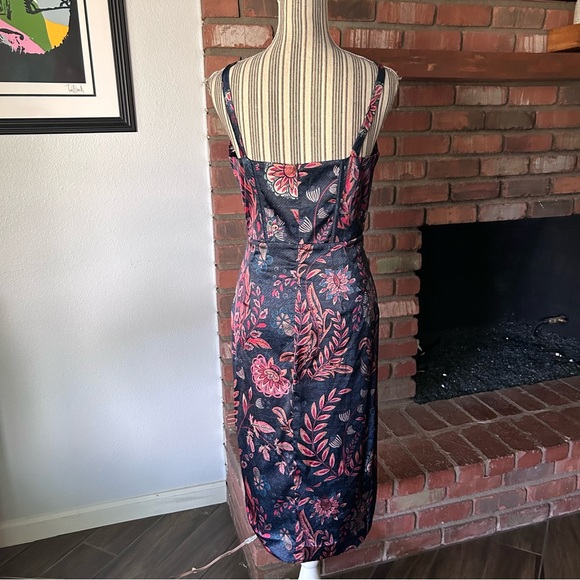Averie Halley Draped Midi Dress in Flowery Print Cobalt Blue Sz XS - Picture 8 of 10